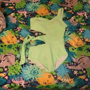 Chic Lime Green One-Shoulder Women's Swim One Piece